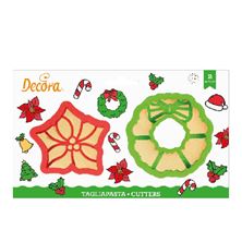 Picture of WREATH  AND POINSETTIA PLASTIC COOKIE CUTTERS SET OF 2